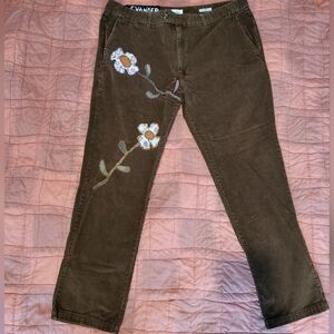Handsewn Flower Applique Corduroys